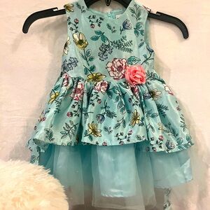 Nanette Girls Teal Tulle-Layered Dress Size 2T